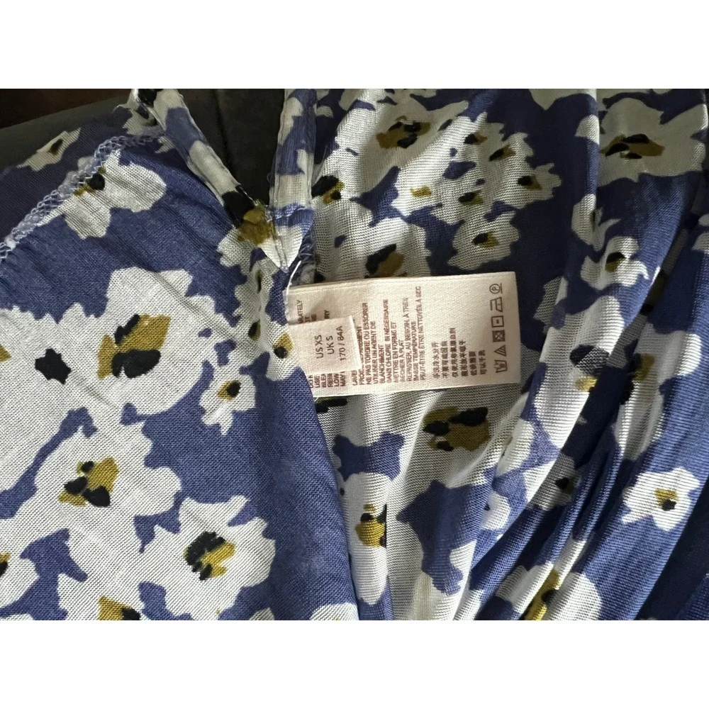 Free People Blue Floral‎ Dress XS Tiered Button Front Boho